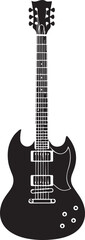 Double Cutaway Electric Guitar Silhouettes with Sleek Headstock and Sharp Contours