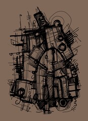 Abstract image for printing. Picture for modern interiors. The picture is painted by hand on a tablet. © neurostructure