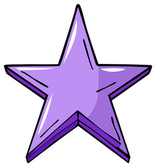 Fototapeta premium Hand-Drawn Purple Star with Shiny 3D Effect and Bold Outline