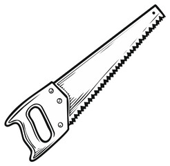 Obraz premium Hand saw illustration, vintage woodworking tool, carpentry equipment isolated