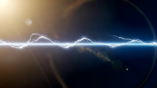 Lightning Bolt Illuminating Dark Cloudy Sky.