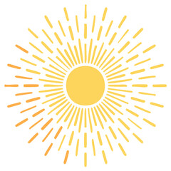 Radiant Yellow Sunburst, Bright Rays of Sunshine, Solar Energy Symbol, and Summertime Joy