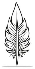 Obraz premium Black and white feather illustration with intricate detail, graphic design element.