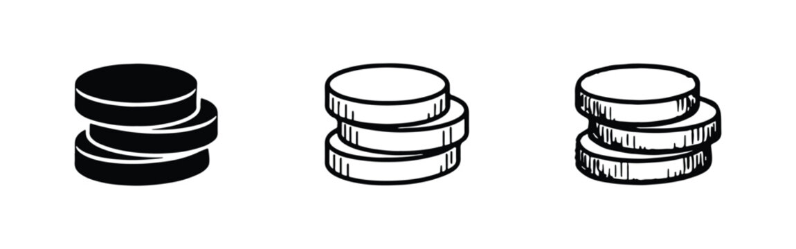 Stack of Coins Icon Set | Money, Finance, and Economy Symbols for Business and Savings