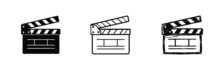 Obraz premium Film Industry Clapperboard Icon Collection - Action Slate Symbols