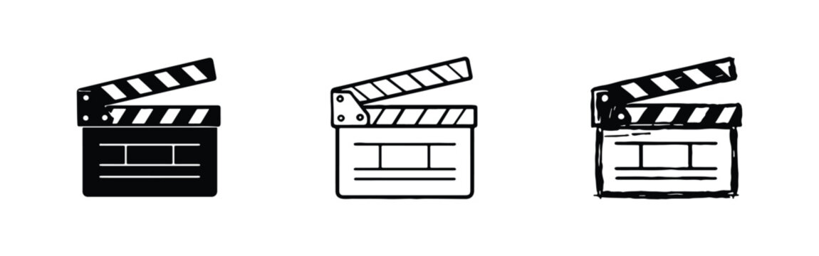 Film Industry Clapperboard Icon Collection - Action Slate Symbols