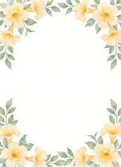 Obraz premium Decorative pastel floral border with blank white center for text, illustration design.
