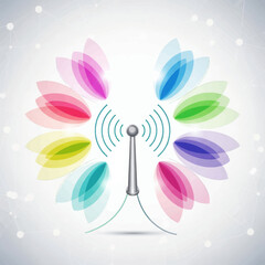 Vibrant wireless signal icon with colorful petals and modern design