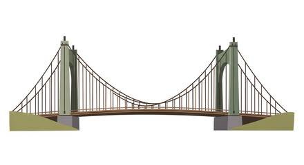 Fototapeta premium Cable-stayed bridge design with green towers and brown deck 