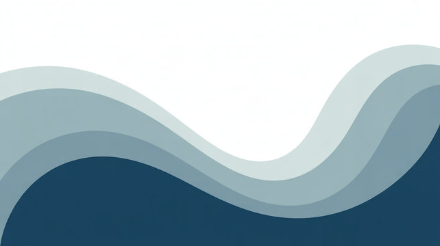 Deep blue and light blue wavy layers on white background abstract wave