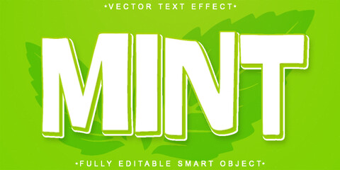  Mint Fresh Herb Typography Vector Fully Editable Smart Object Text Effect