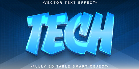  Tech Technology Innovation Typography Vector Fully Editable Smart Object Text Effect