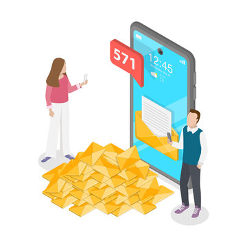 3D Isometric Flat  Illustration of Spam. Item 3