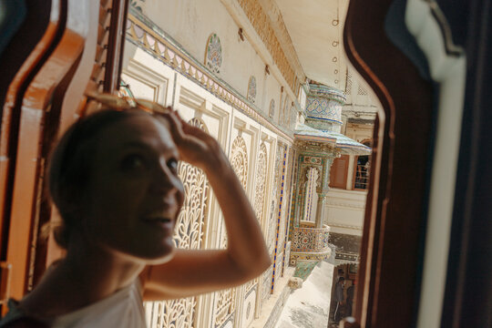Exploring Intricate Architecture From a Window in a Historic Building
