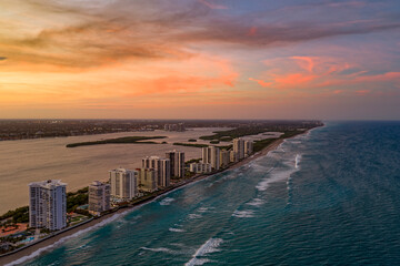 Obraz premium aerial north view of Singer Island beachfront and of condos