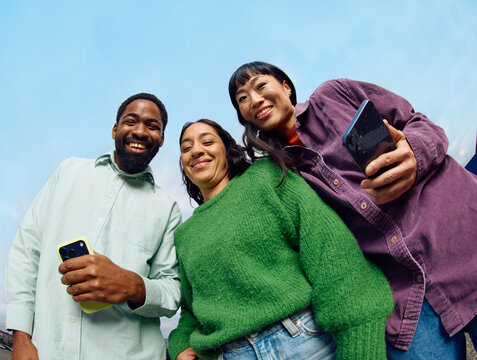 Casual people with mobile phones