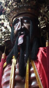 Detailed shot of the Seventh Lord deity at Cheng Huang Temple.