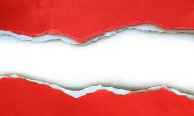 Torn red paper on white