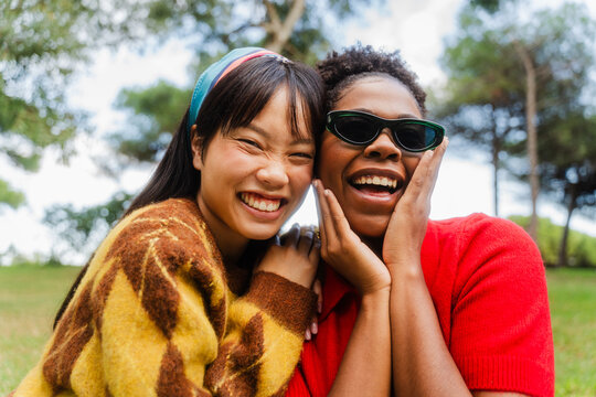 Two casual women in the park
