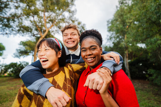 Group of friends spend time outdoors