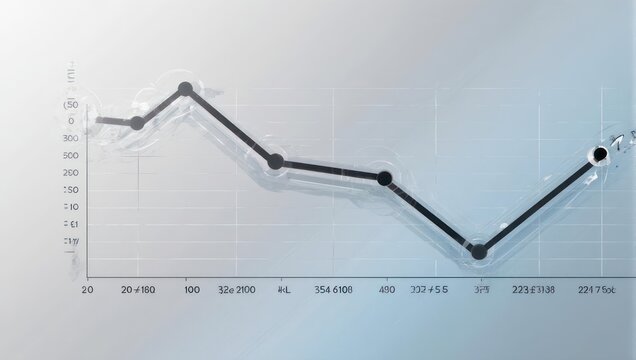 Line graph with data points, representing decreasing trend followed by an increase