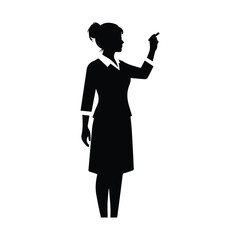 Silhouette of a woman presenting with a pointer side view