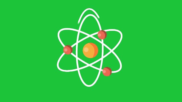 Atom orbit animation on green screen science physics concept electrons rotating around nucleus modern loop ready