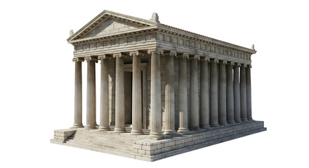 Fototapeta premium Ancient Greek Parthenon Style Temple Isolated on Transparent Background
