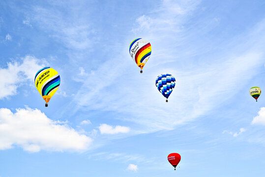 Igualada, Barcelona, ​​Spain; July 10, 2025. 29th European Hot Air Balloon Festival in Igualada. Hot air balloon gathering