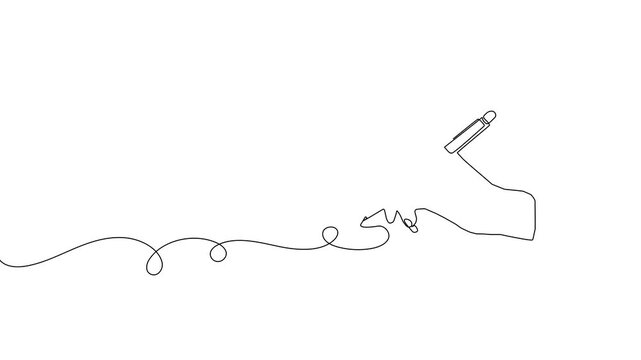 Continuous one line pen hand pencil write one art icon book journal sketch. Sign line pen hand vector signature letter notebook person background contract document single legal white school paper