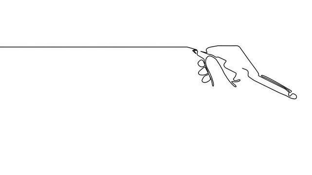 Continuous one line pen hand pencil write one art icon book journal sketch. Sign line pen hand vector signature letter notebook person background contract document single legal white school paper