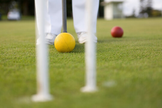 Croquet Player hit ball 