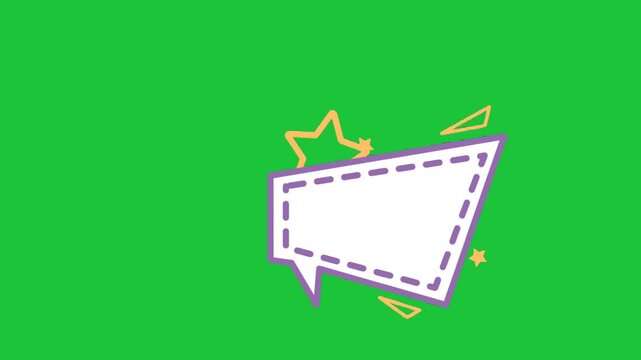 Speech bubble frame with stars on green background empty message box for text creative cartoon design animation style