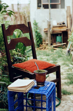 Comfortable reading place outdoors in the backyard