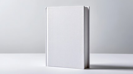 Blank white hardcover book mockup standing on white background