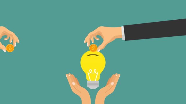 business crowdfunding video animation teamwork flat concept