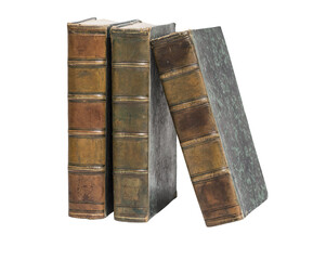 Fototapeta premium Three vintage antique books with aged covers