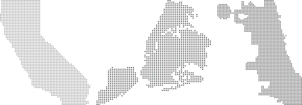 New York City Los Angeles Chicago dot map