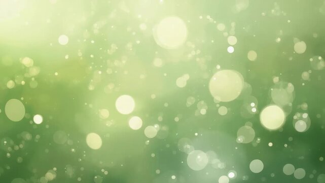 Drifting light orbs and fine motes shifting over green foliage, from left sunlight