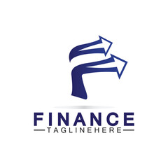 Fototapeta premium Letter F logo design with arrows. Modern logo for trading, investment, finance, statistic, accounting or marketing business