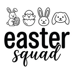 Obraz premium Easter Squad Cute Bunny and Chick Minimal Typography Design