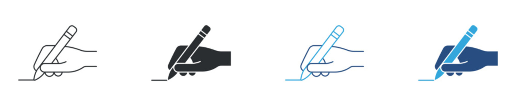 Hand Writing Icon. Signature, Content Creation and Document Writing Concept. Pen and Paper Work Symbol, Vector Illustration.