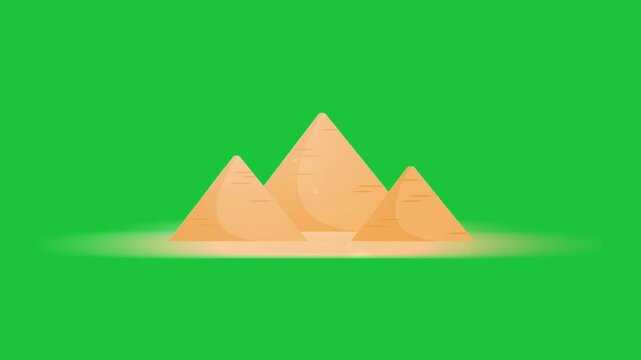 Cartoon desert pyramid animation on green background ancient egypt style sand scene motion graphic element for video