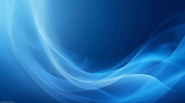Looping ribbon-like blue waves sweeping across layered gradient backdrop, creating calm wallpaper