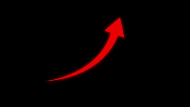 Growing business arrow on black. Profit arow .Business concept, growing chart. Concept of sales symbol icon with arrow moving up. Motion graphics of business arrow concept