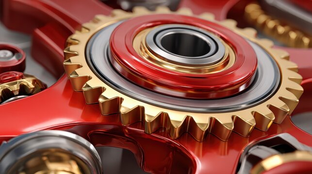 Close-up of a Fidget Spinner: a close-up image of a vibrant fidget spinner, with an intricate mechanical design that shows the internal mechanism and the interplay of gears.