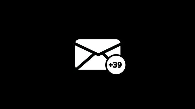 Email box icon, Animation of Email envelope with auto counting number on circle.