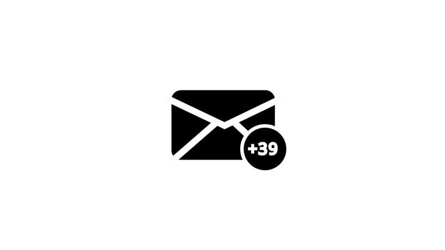 Email box icon, Animation of Email envelope with auto counting number on circle.