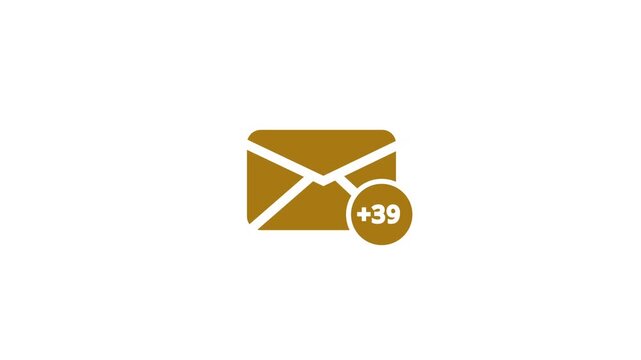 Email box icon, Animation of Email envelope with auto counting number on circle.