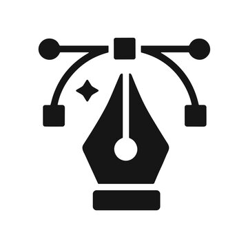 Creative Design Tool Vector Icon for Graphic Design, Solid Black Icon Set Vector Illustration